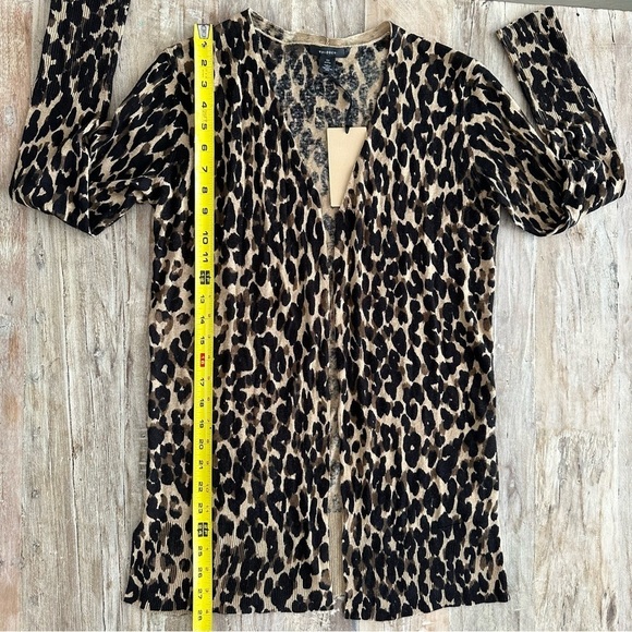 HALOGEN Leopard Print Linen Blend Long Line Cardigan SZ XS Long Sleeve NWT $69 - Picture 9 of 10